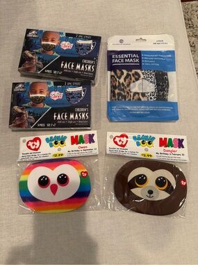 Assorted face 
masks - Ty Beanie Boo Kids Face Masks - Rainbow Owl & Brown Sloth